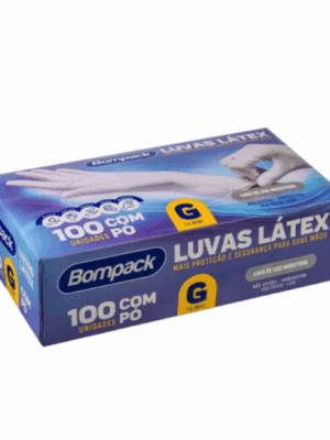 LUVA LÁTEX COM PÓ - BOMPACK TAM G - 100UN